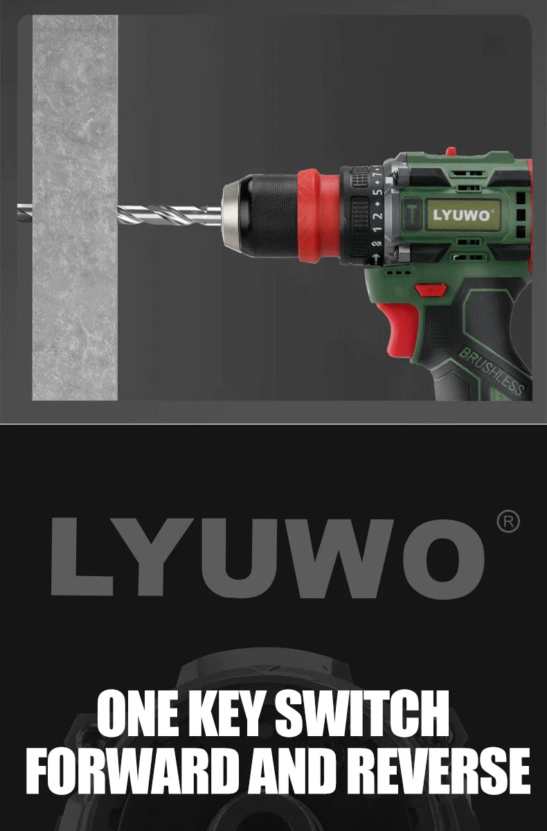 LYUWO Brushless Cordless Electric Screwdriver Kit with Fast-Charging Battery,LED Work Light&Ergonomic Grip(Drill/Driver 2-in-1)