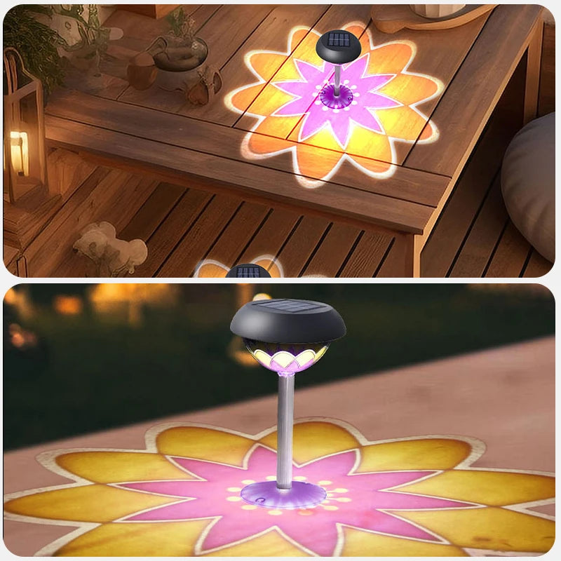 3-in-1 Solar Garden Light, Solar-Powered Projection Light, IP65 Waterproof, Auto On/Off,Suitable for gardens and courtyards