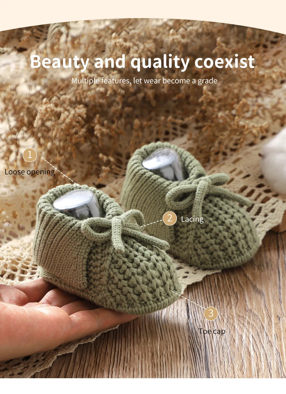 Baby First Walkers Shoes Cute Bowknot Hand Knitted Newborn Boys Girls Prewalkers 0-12m Infant Kids Soft Soled Footwear Anti-Slip