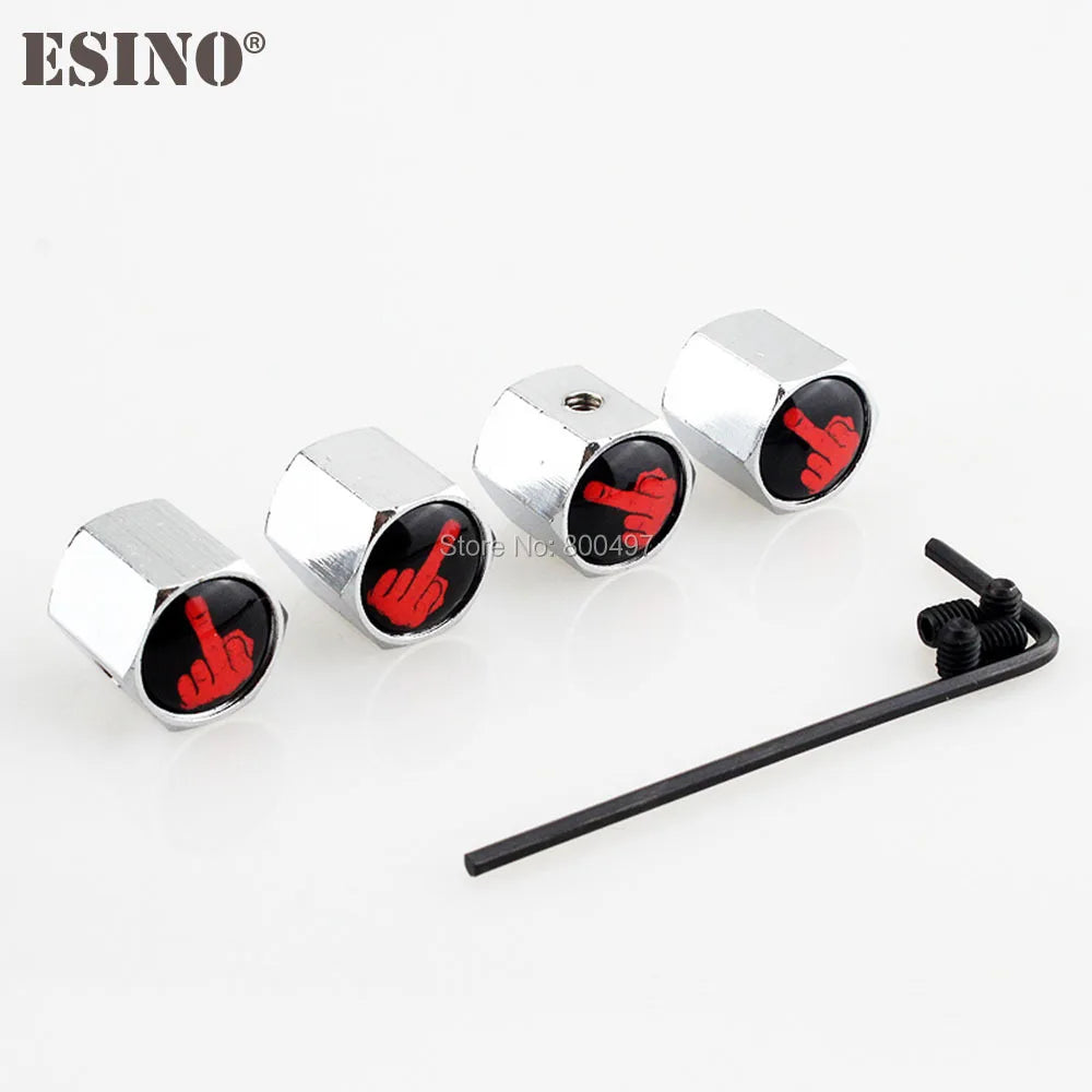 4 x Car Styling Funny Middle Finger Anti-theft Stainless Wheel Tire Valve Stems Caps Car Wheel Tire Stem Air Valve Caps