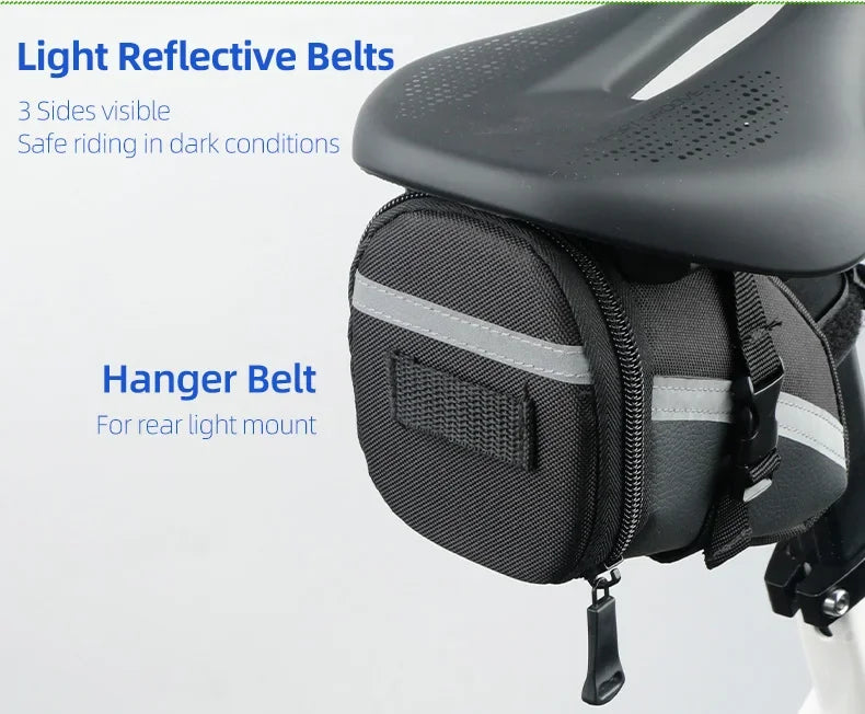 Bicycle Rear Saddle Bag Cycling Accessories Storage Panner Streamlined Tail Bag Pouch for MTB Road Bike W/Loop to Attach Light