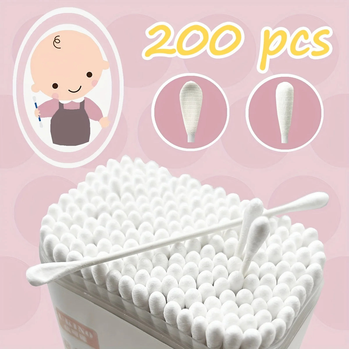 200 Pcs Baby Swabs Baby Double-ended Ultra-fine Cleaning Swabs for Delicate Ears - Soft and Safe for Newborns and Toddlers