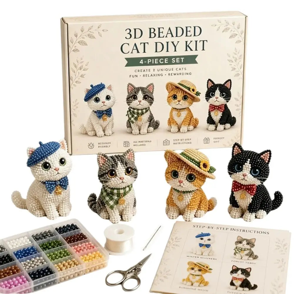 Tiny Beads 3D Beaded Animal Kit Cute Design Animal Shape Handmade Bead Art Kit Creative Craft DIY Bead Craft Kit