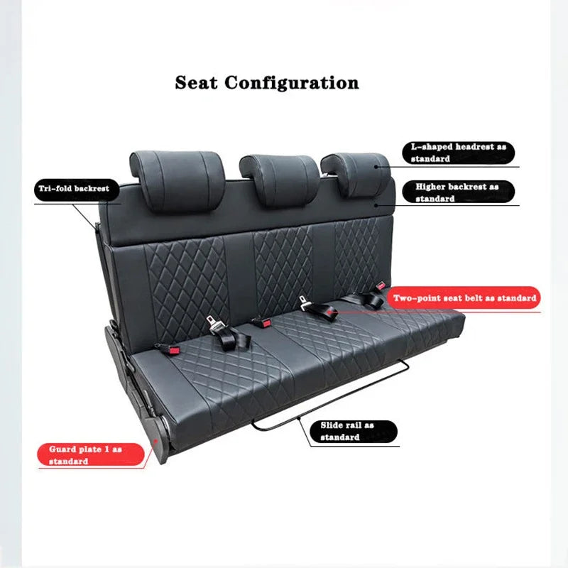 Triple Person Seat Customized Modified RV Passenger Seat Bed Comfortable Adjustable Folding Sofa Seat Ideal for RVs Camper Van