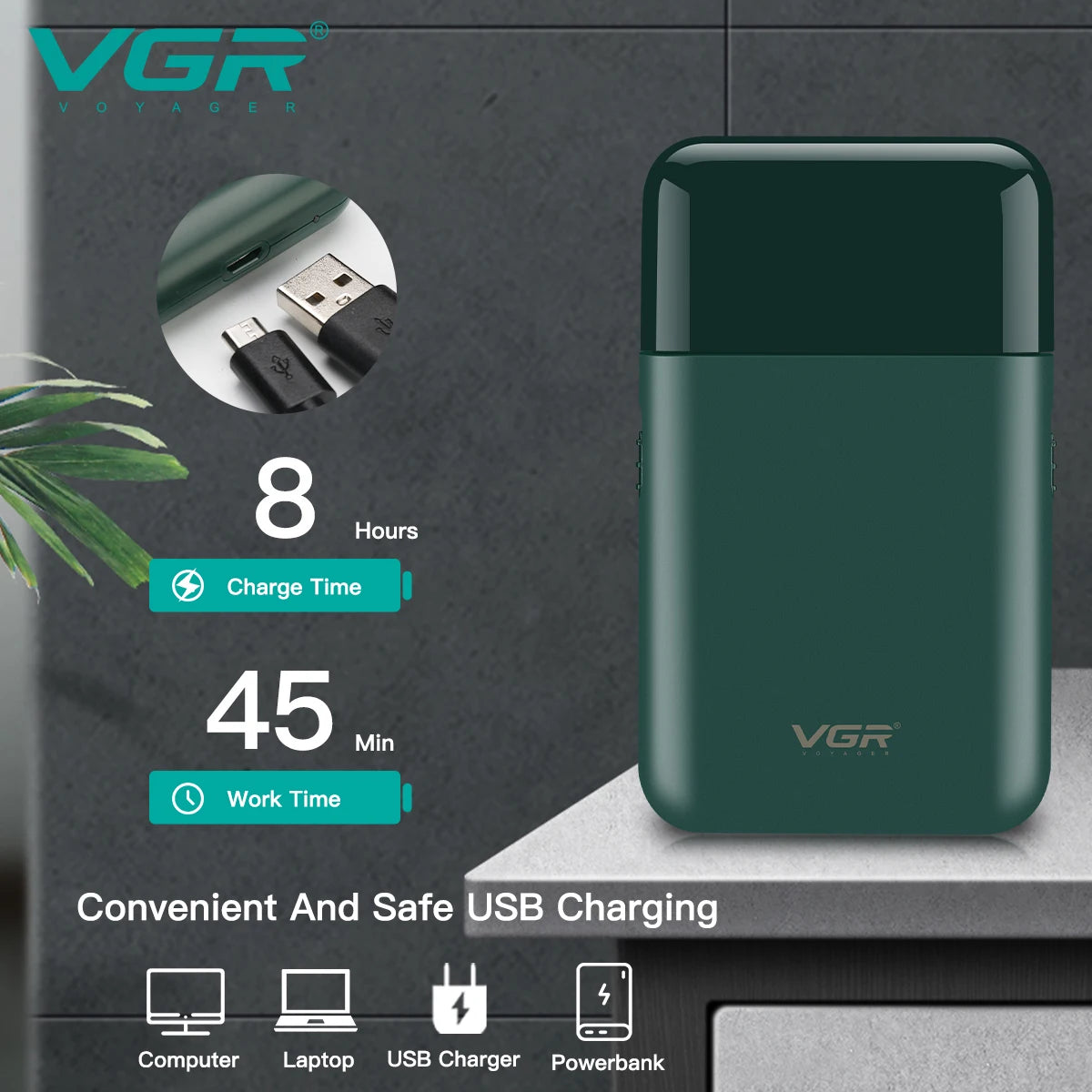 VGR Razor Professional Electric Shaver Mini Beard Trimmer Shaving Machine Shaving Machine Razor Electric Razor for Men V-390