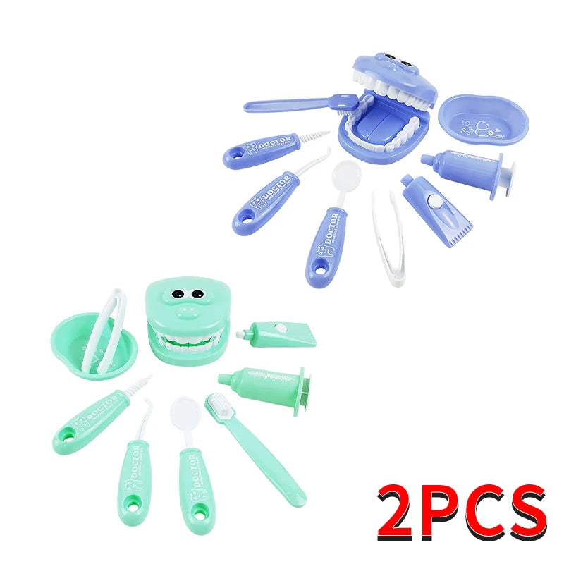 9PCS Plastic Dental Simulation Game Set, Children's Medical Set Hygiene Habit Cultivation Teaching Aid Intellectual Brushing Toy