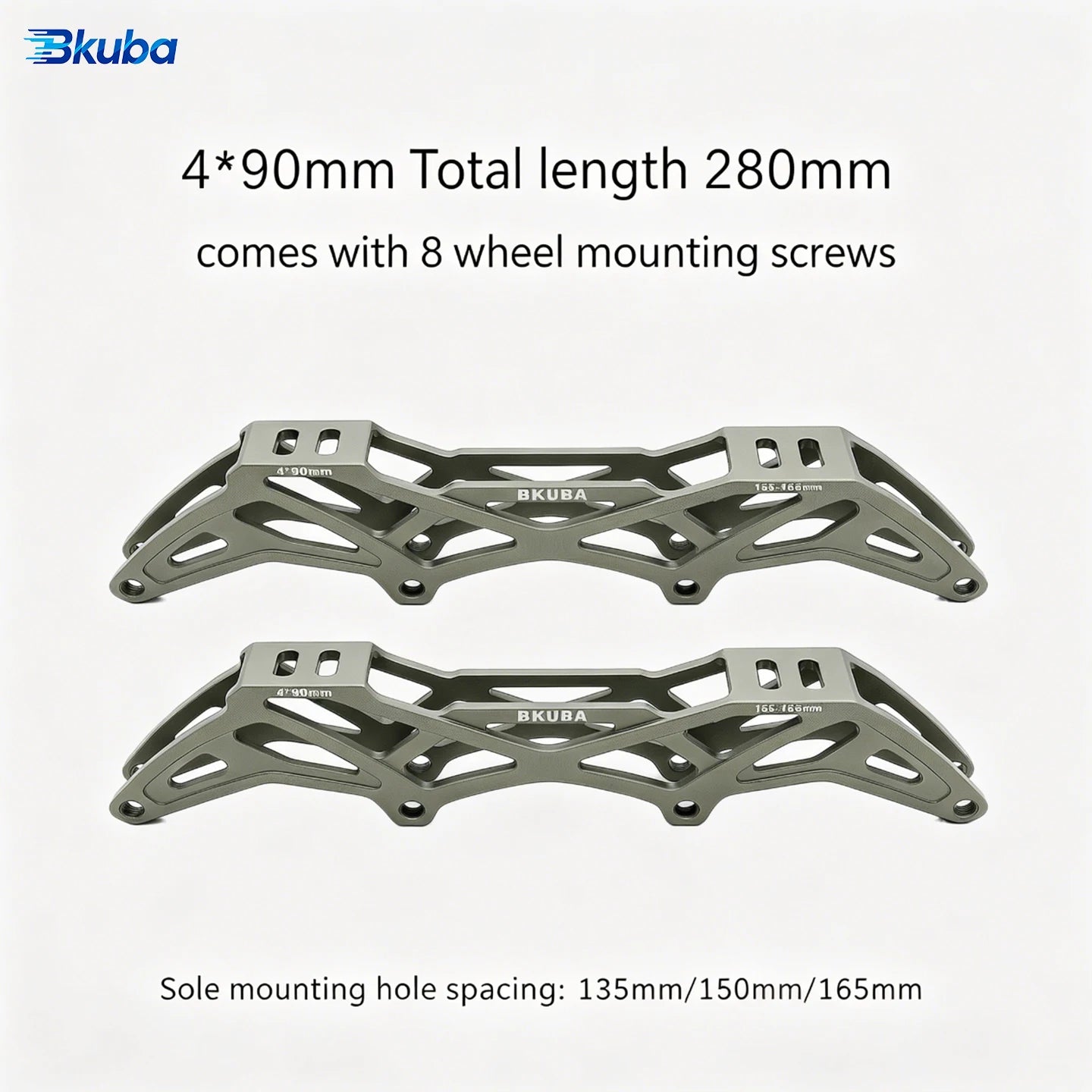 BKuba 4x90/100/110mm Speed Skate Frame, Aircraft Grade Aluminum CNC Machined Inline Skate Bracket