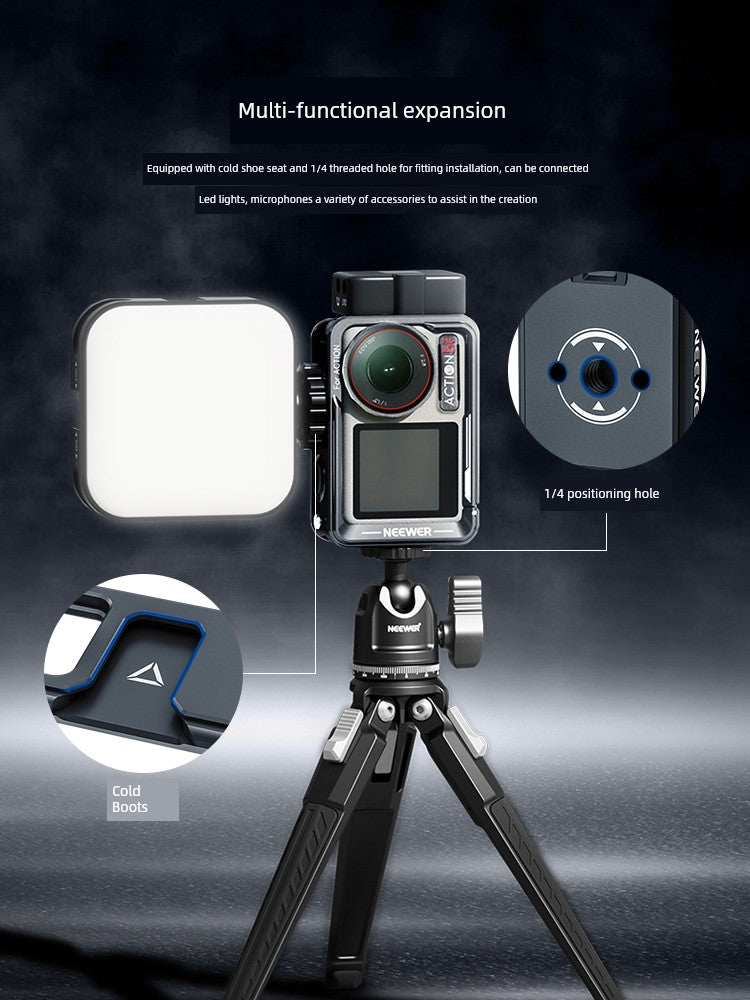 Neewer Cage for Dji Action 6/5 Pro/4/3 Metal Protective Frame Action Camera Anti-Drop Heat Dissipation Side-Open Quick Release Protective Selfie Video Cycling Skateboard Accessories