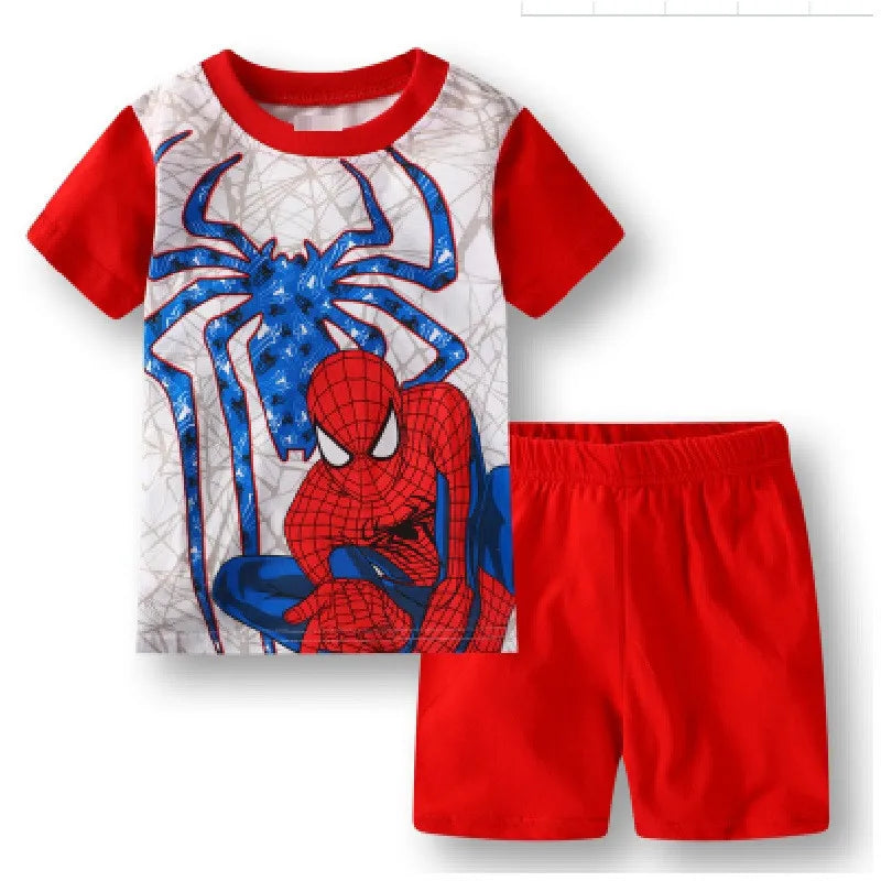 Summer Children Cotton Pajamas Cartoon Spiderman Baby Set Clothing Kids Clothes Children's Short Sleeve T Shirt Sleepwear