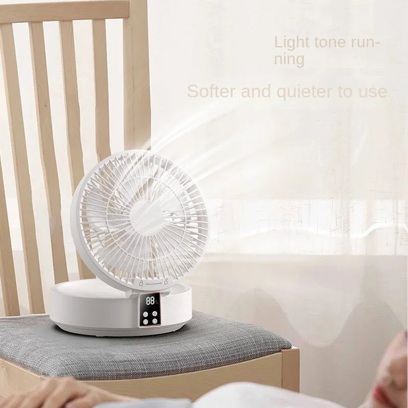 2023 New Fan With Remote Control Portable Wall-hanging Rechargeable Usb Electric Folding Fan Nightlight Air Cooler Household