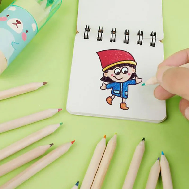 12pcs/box Children's Colore Pencil Set Crayons Cute Korean Stationery Drawing Art Tool Professional Colored Pen School Supplies