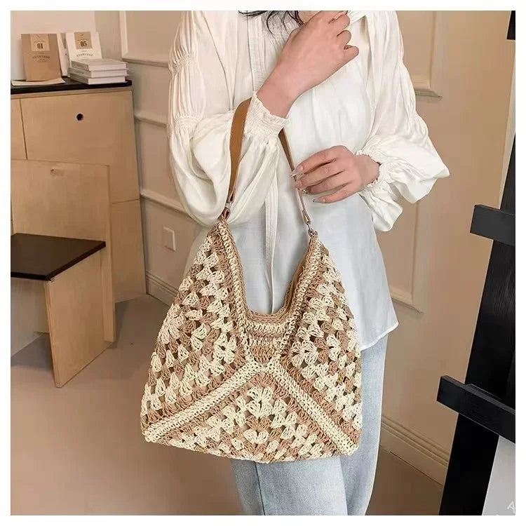 Women's Retro Handbag, Woven lightweight Handbag, Fashionable Commuting and Travel Shopping Bag,