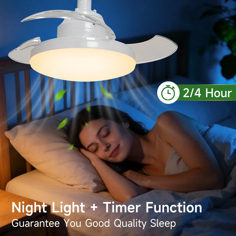 Ceiling Fan Light Suitable For E27 Base Bedroom Fan Lamp With Remote Control Fan Chandelier for Living Room Decor Fan Light