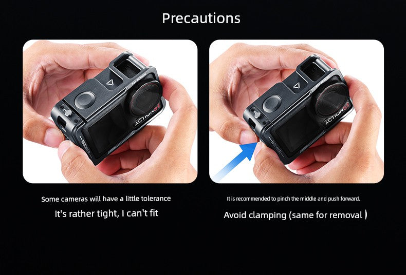 Neewer Cage for Dji Action 6/5 Pro/4/3 Metal Protective Frame Action Camera Anti-Drop Heat Dissipation Side-Open Quick Release Protective Selfie Video Cycling Skateboard Accessories