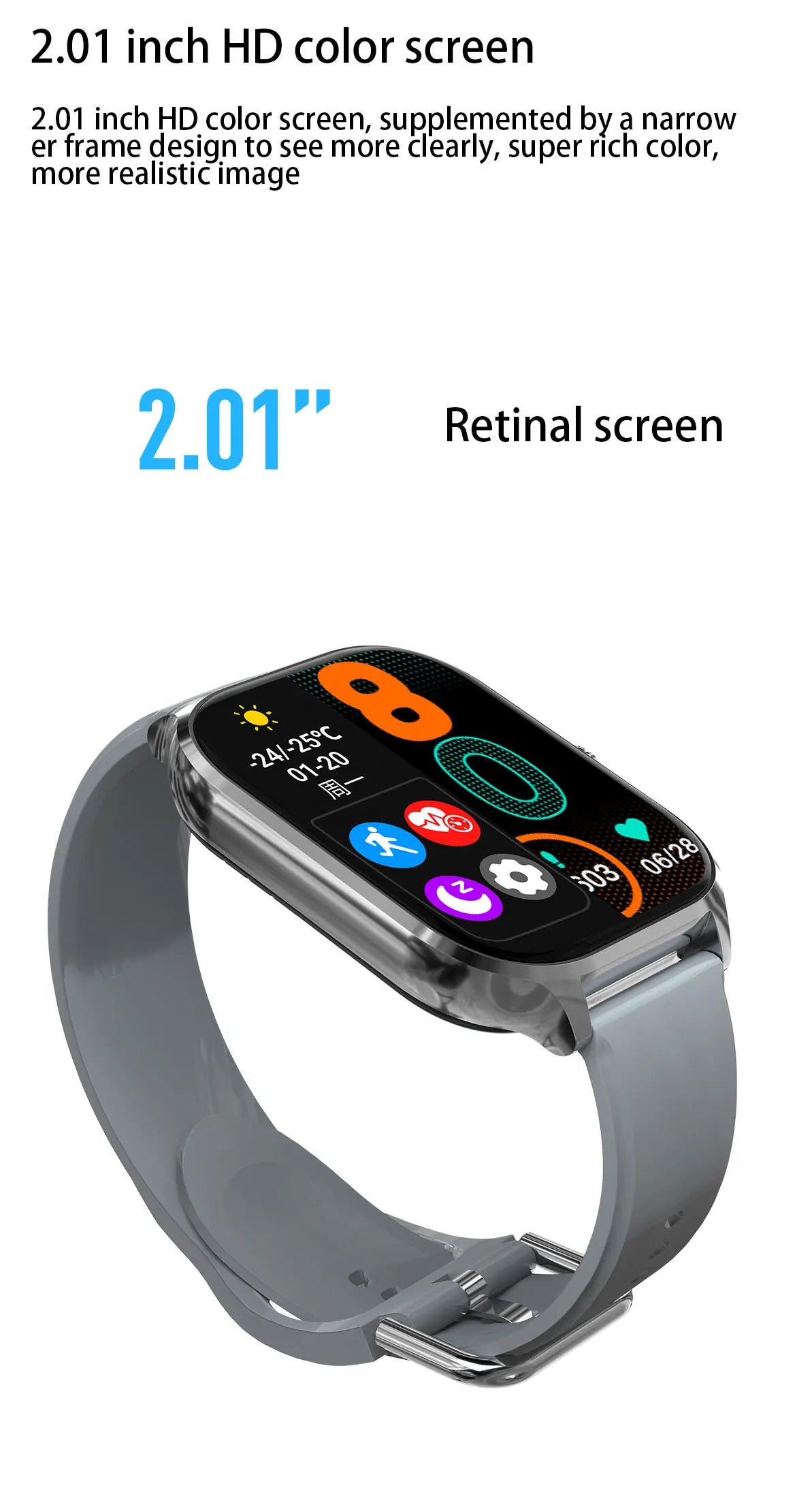 NEW 2.01'' Smartwatch Fitness Tracker Clock Sports Smartband Blood Pressure Monitor Smart Watches for Men Women IOS Android 2026