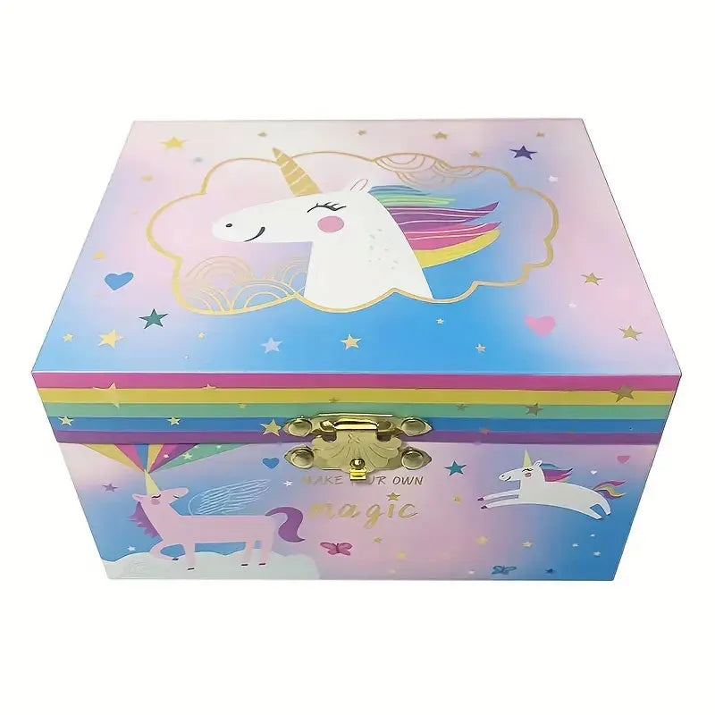 Unicorn Clockwork Music Box Jewelry Storage Box Desk Organizer Cute Little Girl Gift Ring/Necklace/Bracelet/Earring Storage Case