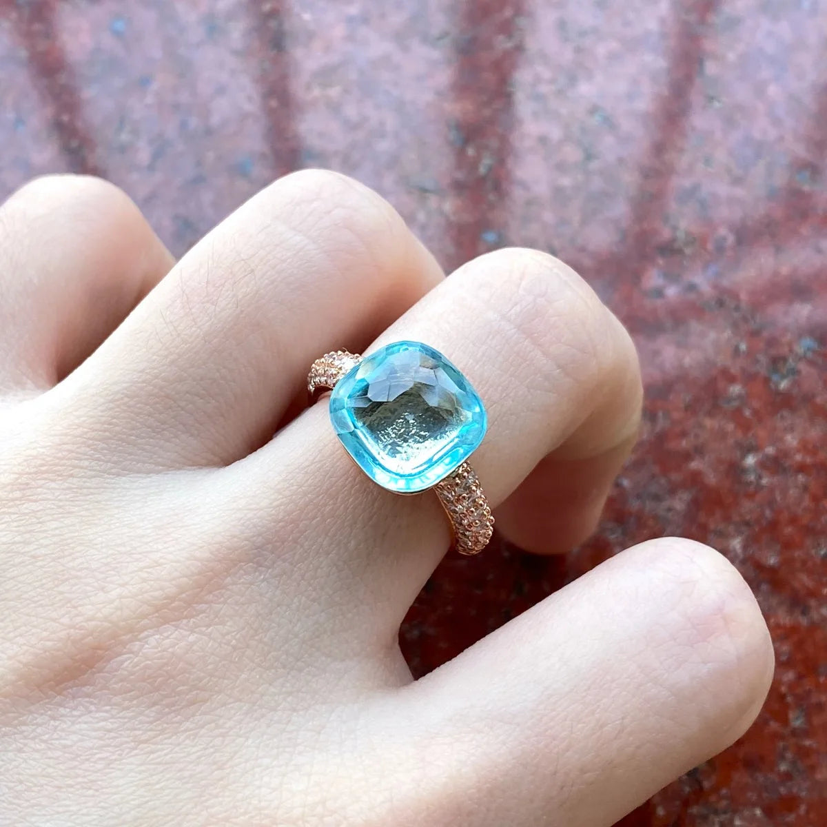 12.6mm   Ring Candy Style Zircon Ring Flat Pink Green Purple Crystal Ring For Women Candy Ring Fashion Jewelry Gift