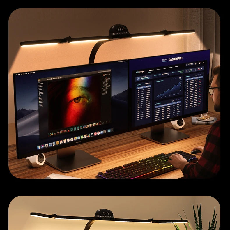 LED Full Spectrum Eye-Caring Architect Desk Lamp with Clamp Flexible Gooseneck 120cm Foldable 4-Head Stepless Dimming Lamp