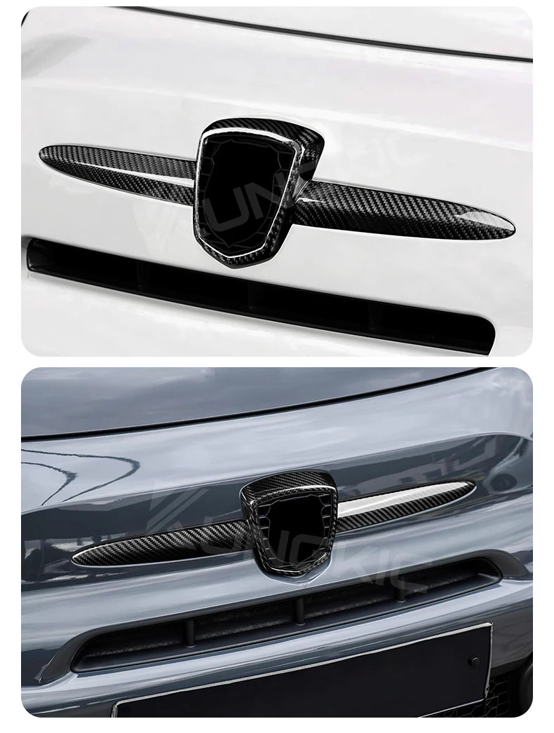 Real Hard Carbon Fiber For Abarth 595 695 2012 2013 2014 2015 2016 2017 2018 2019 2020 2021-2023 Front Badge Whiskers Logo Frame
