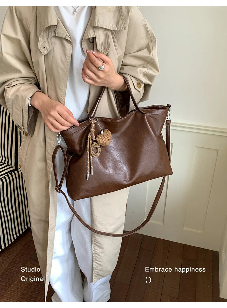 Casual Women Handbags Big Capacity Luxury Design PU Leather Female Shoulder Crossbody Bag Commuting Office Totes Ladies Hand Bag