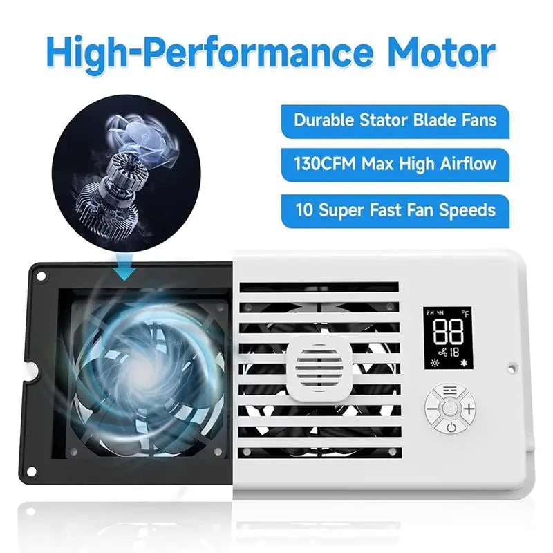 B59B-Remote Control 4X10inch Register Booster Fan For Home Office, Smart Vent Fan With Thermostat US Plug