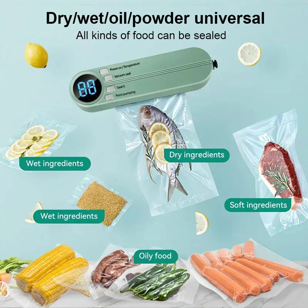 Vacuum Sealer Plastic Bags Packaging Machine USB Rechargeable Portable Mini Food Bag Sealing External Suction Heat Vacuum Sealer