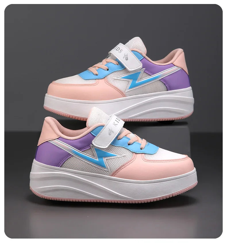 Children's walking shoes Girls 2025 new breathable roller skates boys primary school four wheel roller shoes can walk and slide