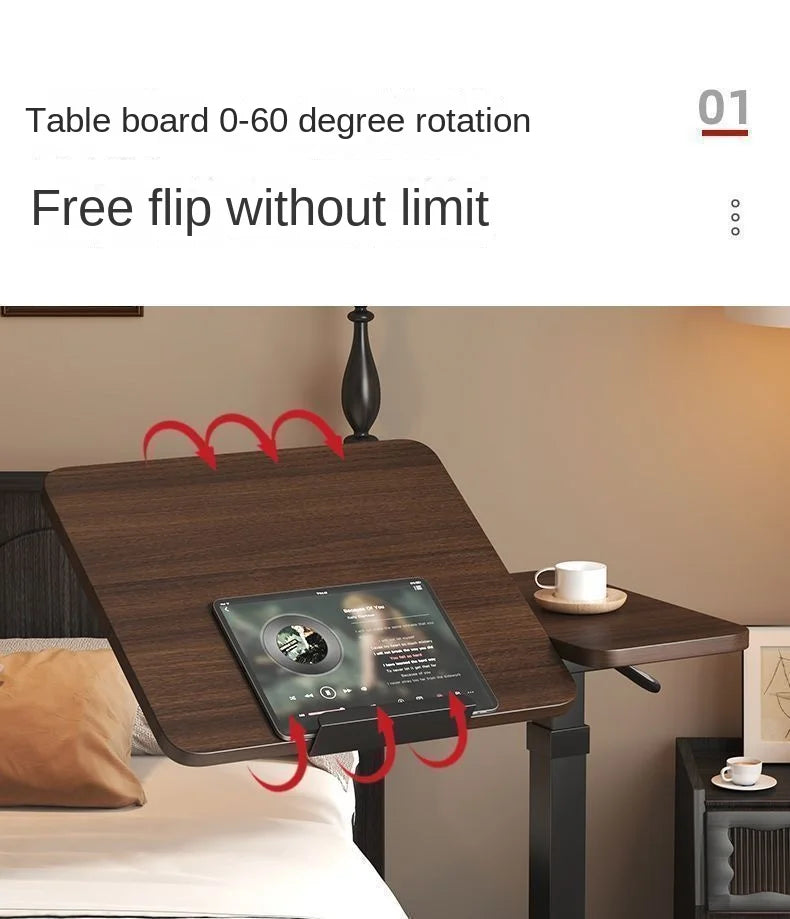 Folding bedside table pneumatic lift table mobile study table computer table office desk lazy dining table