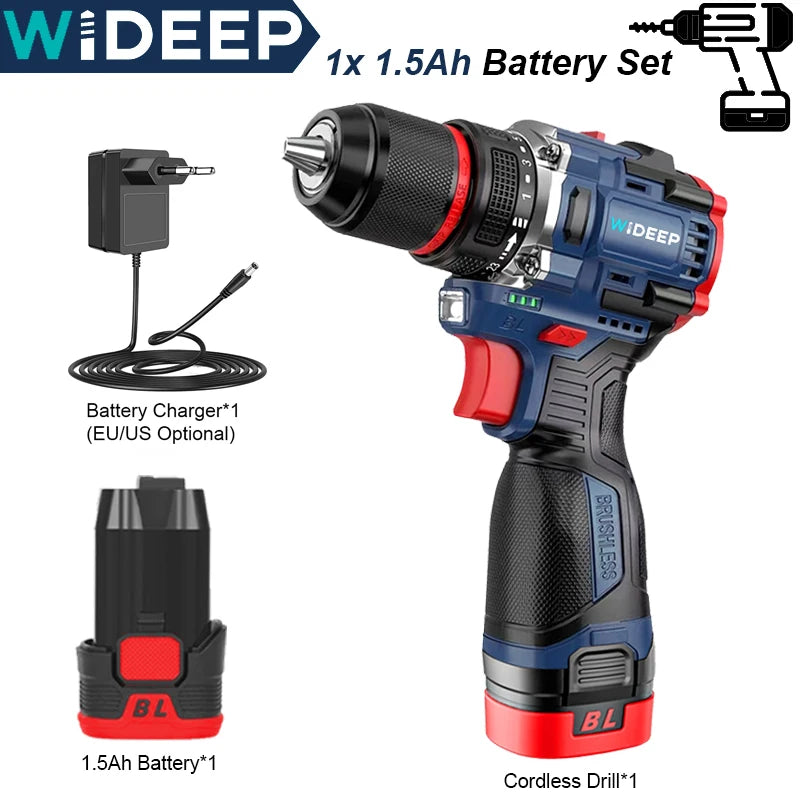 16.8V Brushless 70N.m Electric Cordless Drill 160N.m Impact Driver Screwdriver Household Multifunction Hit Power Tools