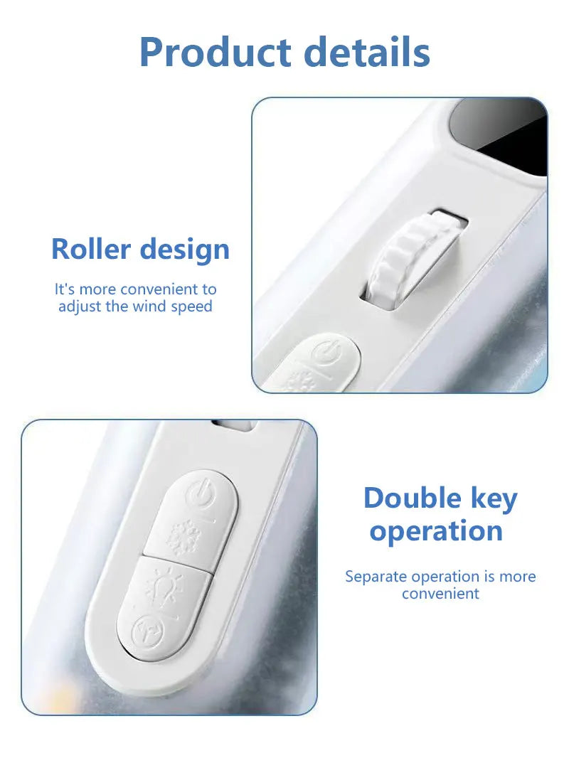 Lenovo Handheld Mini Fan Electric Hand Fans Ice Compress High-Speed Cooling USBRechargeable Portable LED Digital Display