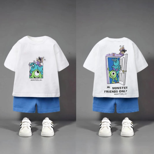 Cartoon T-shirt + Shorts Kids Two Piece Set Summer Clothing 2025 New Fashion Children Short Sleeve Suit Baby Boys Tracksuits