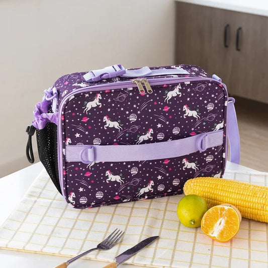 2025 New Cute Cartoon Kids Bento Lunch Bag Unicorn Print Reusable Lunch Box Double Insulated Waterproof for Children 3Years+