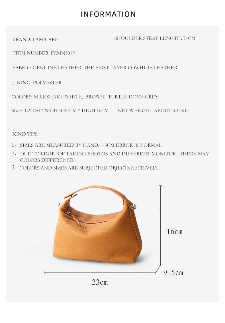 2024 New Women's Bag Female Luxury Soft Genuine Leather Handbag Lady Fashion Daily Casual Shoulder Bag Girls Crossbody Messenger