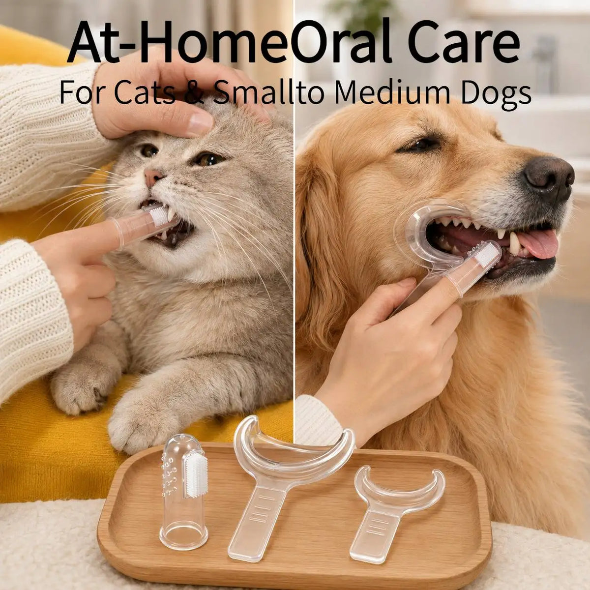 1 set of pet oral cleaning, soft silicone finger brush, suitable for dogs and cats, cleaning the teeth of puppies and kittens