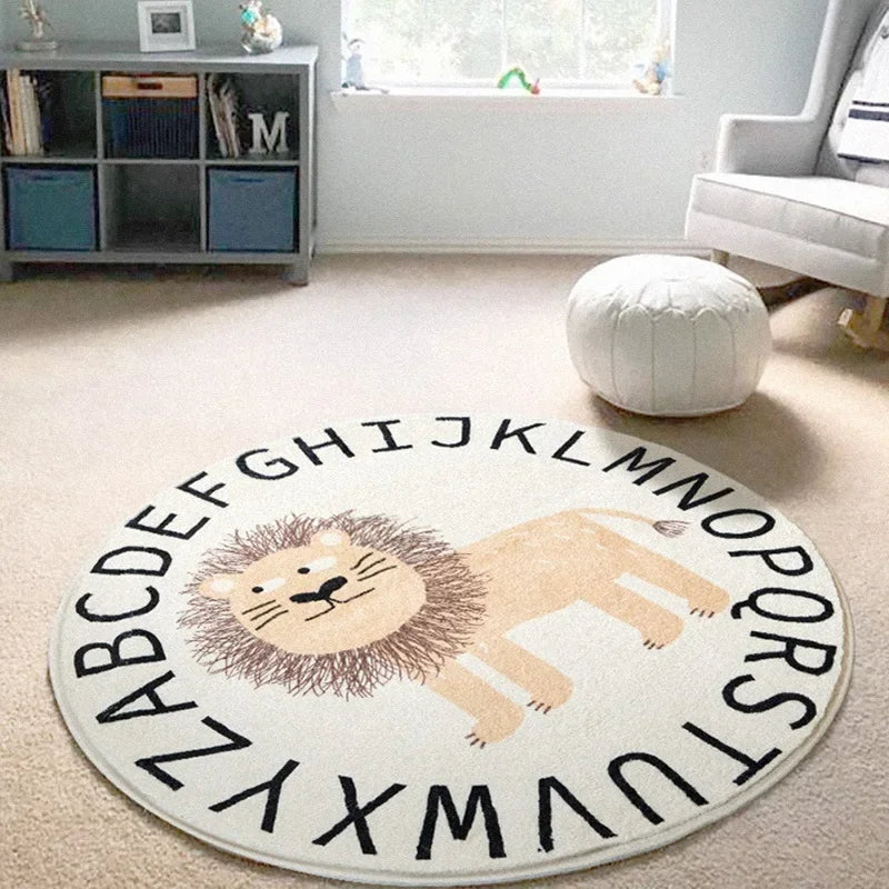 Rainbow cartoon Round Carpet Bedroom Animal Non-slip bedside area carpet Soft plush children's play mat Comfortable home decor