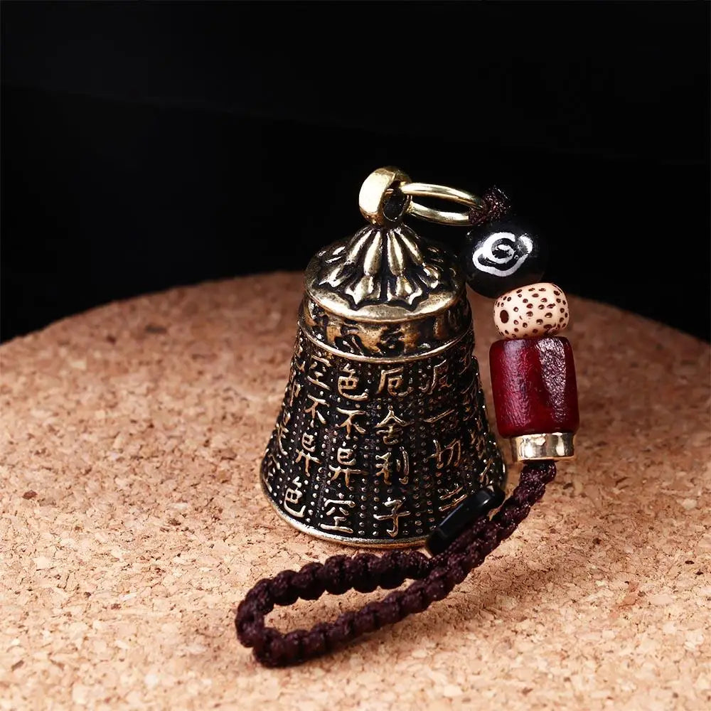 Interior Accessories Tibetan Buddhism Lucky Rope Brass bell Scripture Sutra Key Rings Car Key Chain Keyfob Car Key Chain