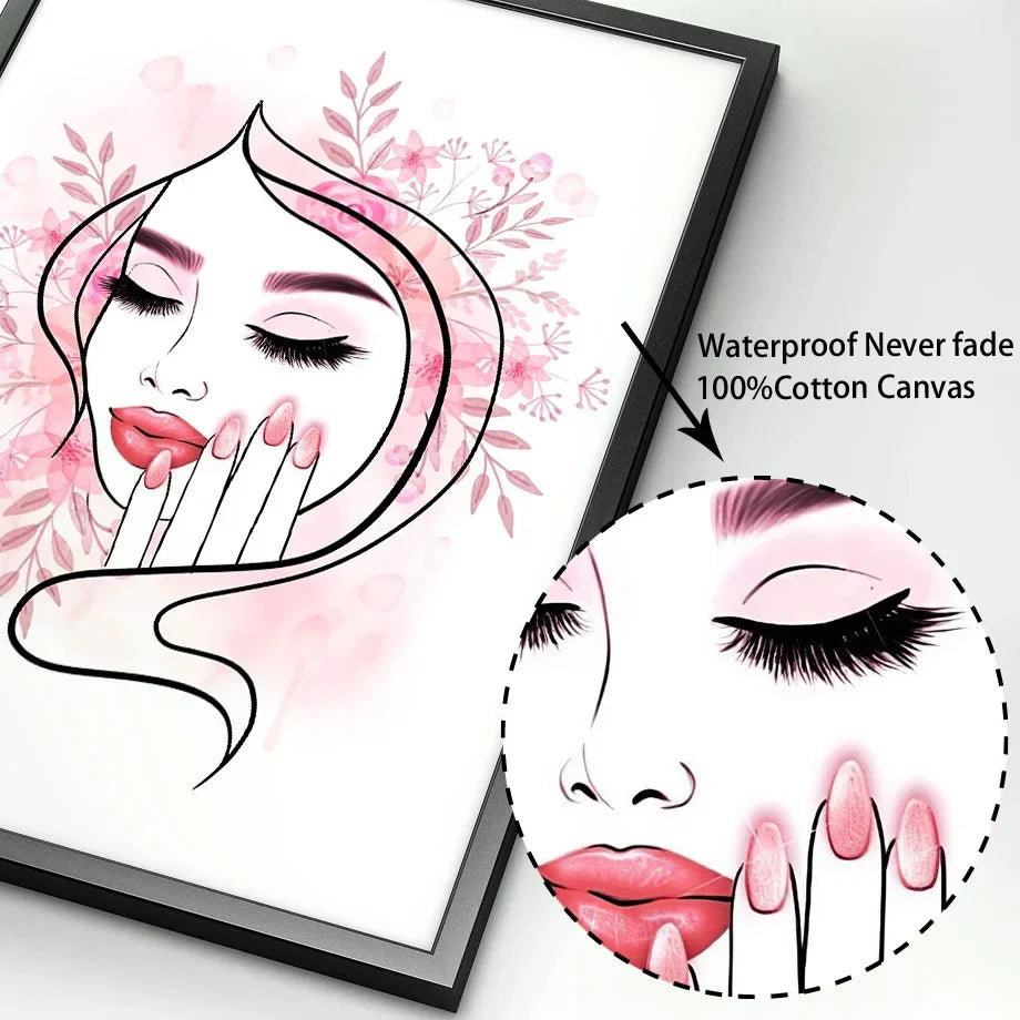 Makeup Beauty Nails Wall Art Print Eyebrow Lips Lipstick Lashes Canvas Painting Nordic Poster Bar Fashion Party Room Home Decor