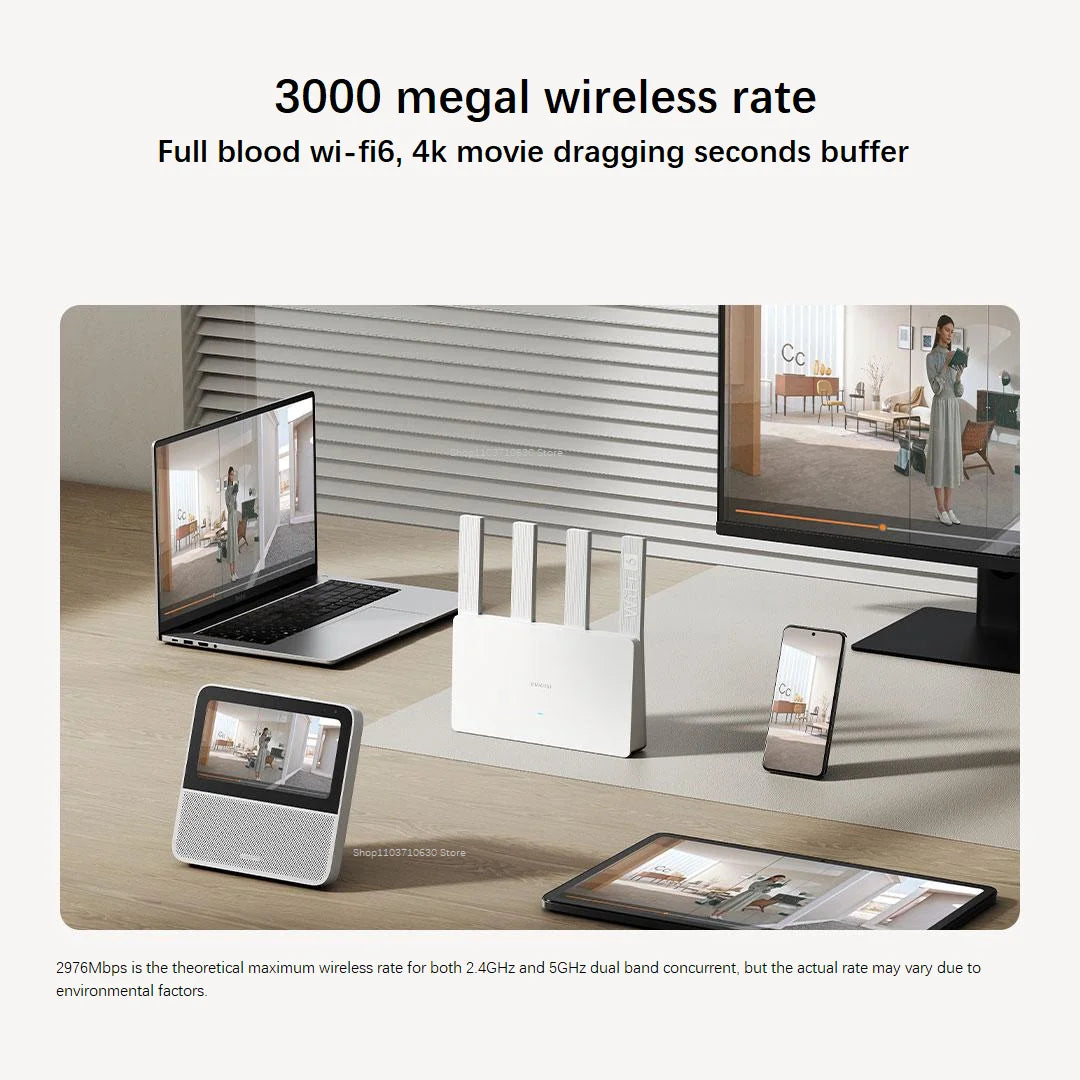 NEW XIAOMI Router AX3000E WiFi 6 3000Mbps Dual-Band Gigabit Qualcomm Chip Dual WAN Ports 256MB Large Memory Mesh Networking CN