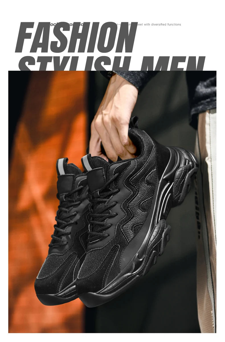 Sports shoes men's four season casual fashion outdoor thick sole breathable comfortable anti slip wear-resistant casual sneakers