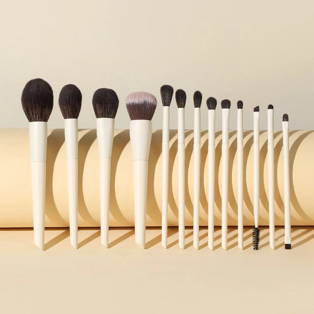 13pcs Synthetic Fiber Makeup Brush Set: Foundation Brush, Eyeshadow Brush, Highlight Brush, Eyebrow Brush, Eyelash Brush