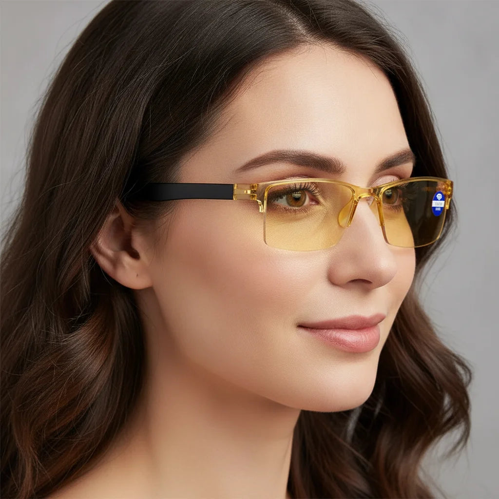 Unisex Smart Automatic Zoom Reading Glasses Rimless Optical Presbyopia Eyewear Ultralight Radiation Protection Computer Goggles