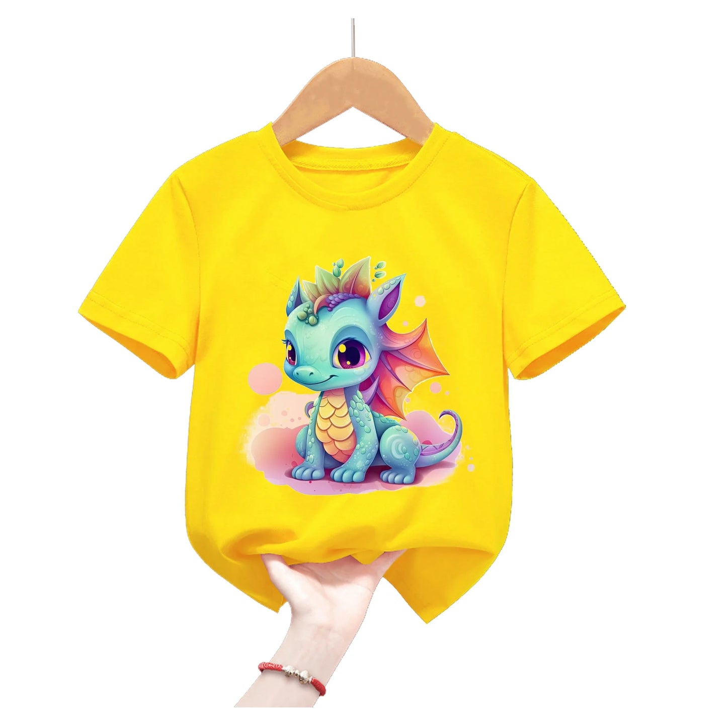 Lion King Animal Print Yellow T Shirt For Girls/Boys Summer Short Sleeve Tshirt Koala/Duck/Bee/Bunny/Dolphin Kids Clothes