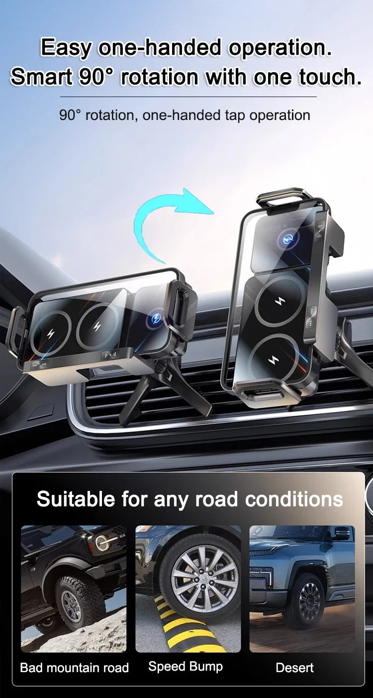 Intelligent Mobile Phone/Pad Holder Magnetic Phone Holder for Car Auto Rotating Phone Holder Wireless Car Charger
