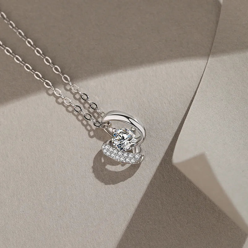 5mm Moissanite Pendant Necklace D VVS1 Moissanite with GRA Sterling Silver Plated 18K White Gold Waterproof Necklace for Women