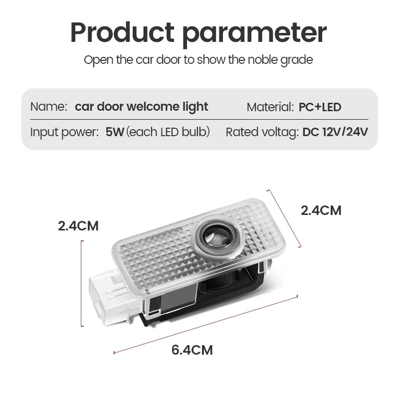 2Pcs Car Door Laser Projector LED HD Welcome Lamp For Audi S Line RS A1 A3 A4 A6 A7 Q3 Q5 Q7 RS3 RS4 RS5 S3 S4 S5 S7
