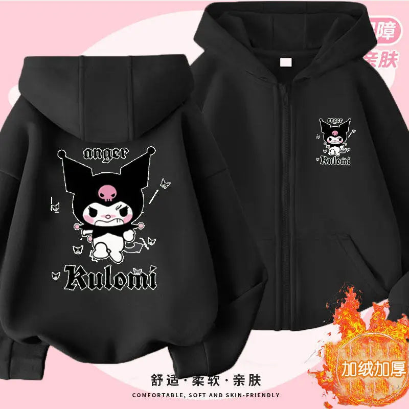 Kuromi Zipper Hoodies Girls Cinnamoroll Sweatshirt Autumn And Winter Long Sleeve Harajuku Pullovers Series Stich Casual Hooded