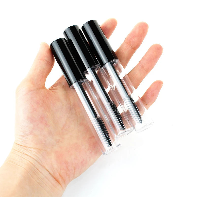 30-100sets 10ml Empty Mascara Tube Eyelash Cream Vial Liquid Bottle Portable Cosmetic Container with Black Cap Refillable Bottle