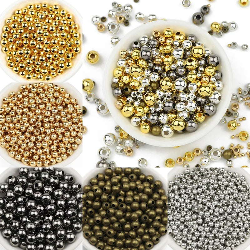 30~1000Pcs 2/3/4/5/6/8MM Gold-plated Metal Round Iron Washer Loose Beads For Jewelry Making Bracelet Necklace Accessories DIY