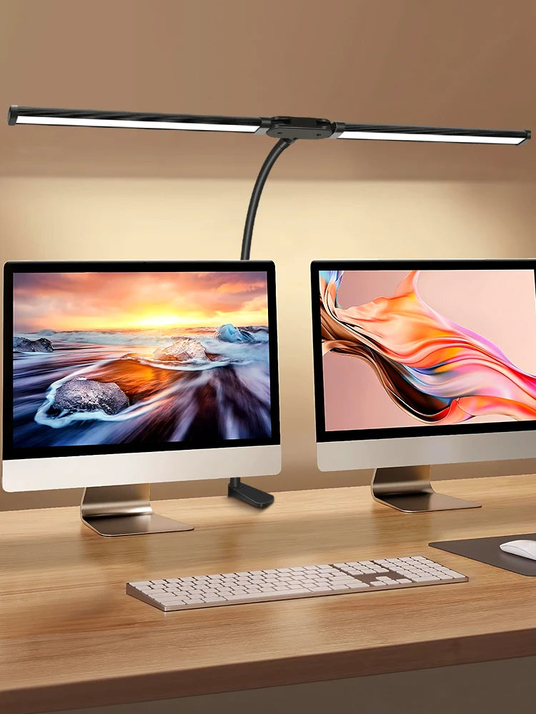 Double Head LED Clip Desk Lamp Architect Table Lamp for Home Office Lighting 3 Color Mode and 10 Dimmable Eye Protect Desk lamps