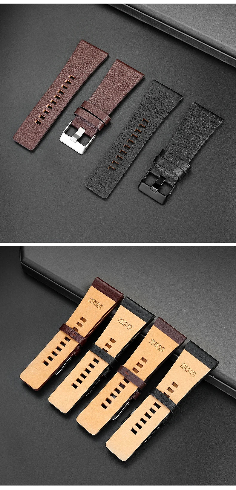 22/24/26/28/30/32mm For diesel Genuine Leather Strap Bracelet DZ7311 DZ7332 DZ7314 DZ1405 DZ4323 Watch Band Man's Black Brown